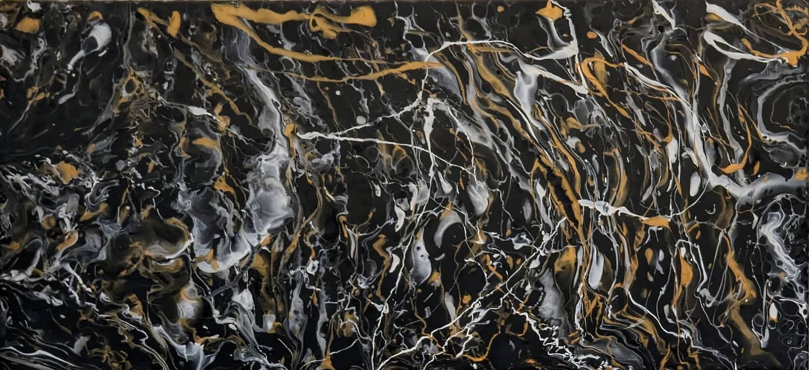 10x20 Original Abstract Canvas Acrylic Pour Painting "Black Marble" / Original Acrylic Painting / Abstract Painting / Fluid Art