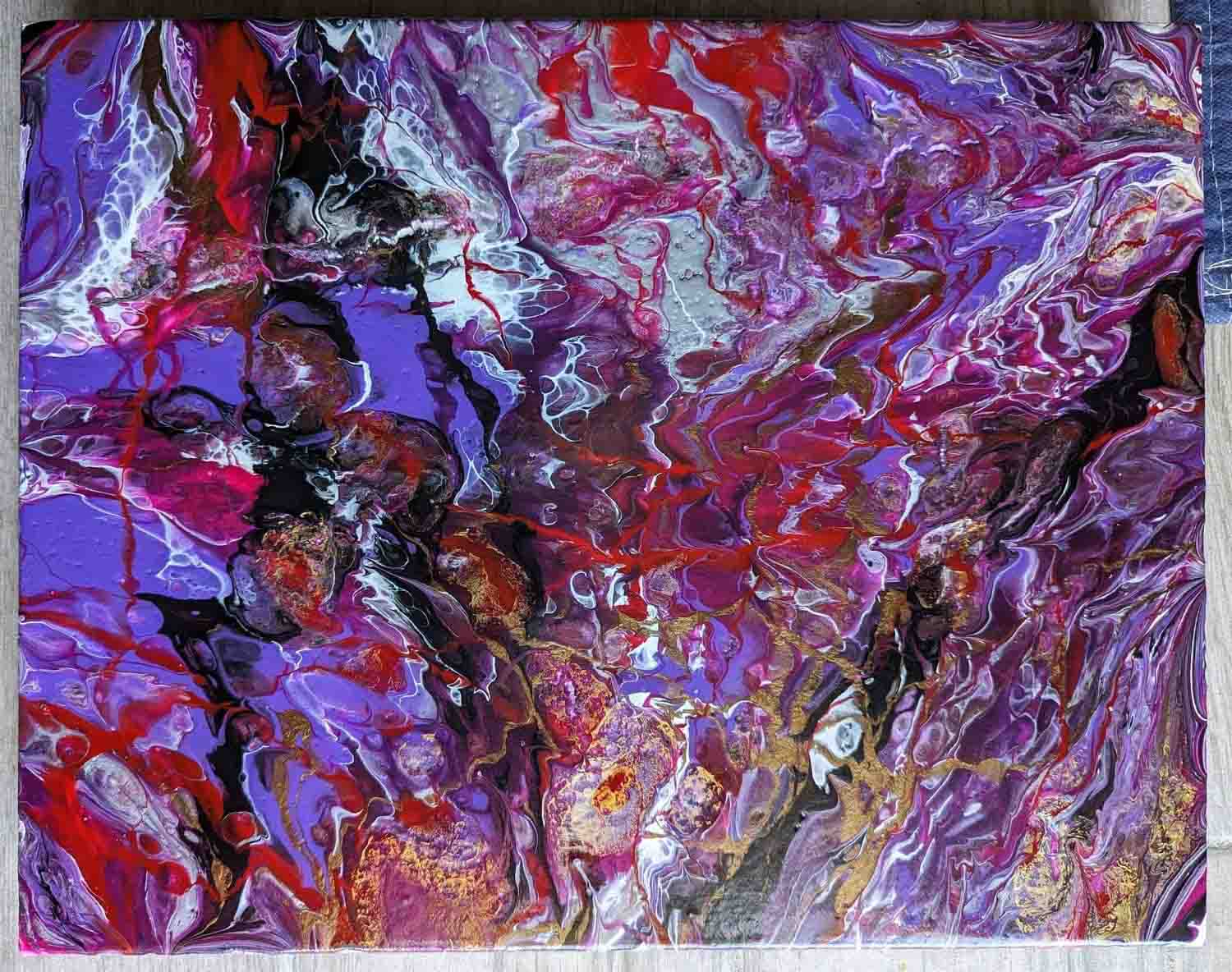 11x14 Original Abstract Canvas Art Acrylic Pour Painting "Purple Splash" / Original Acrylic Painting / Abstract Painting / Fluid Art