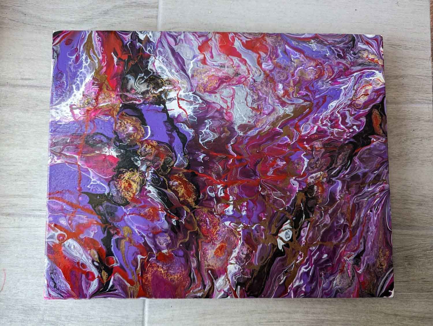 11x14 Original Abstract Canvas Art Acrylic Pour Painting "Purple Splash" / Original Acrylic Painting / Abstract Painting / Fluid Art