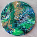 12" Round Original Abstract Canvas Art Acrylic Pour Painting "Planet's Surface" / Original Acrylic Painting / Abstract Painting / Fluid Art