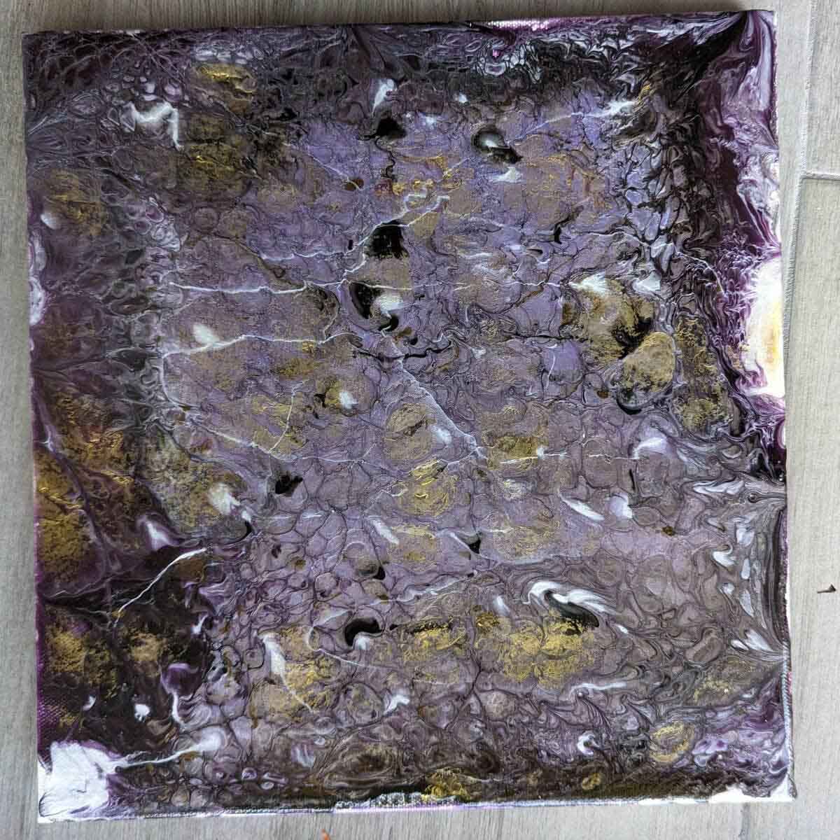 12x12 Original Abstract Canvas Art Acrylic Pour Painting "Purple Parchment" / Original Acrylic Painting / Abstract Painting / Fluid Art