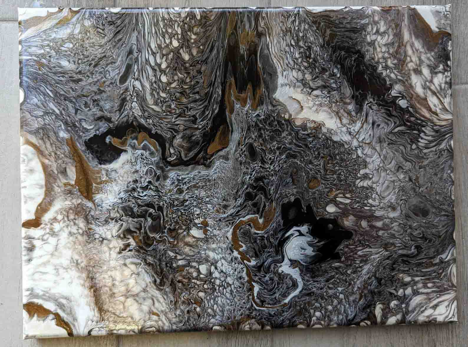 12x16 Original Abstract Canvas Art Acrylic Pour Painting "Dark Marble" / Original Acrylic Painting / Abstract Painting / Fluid Art