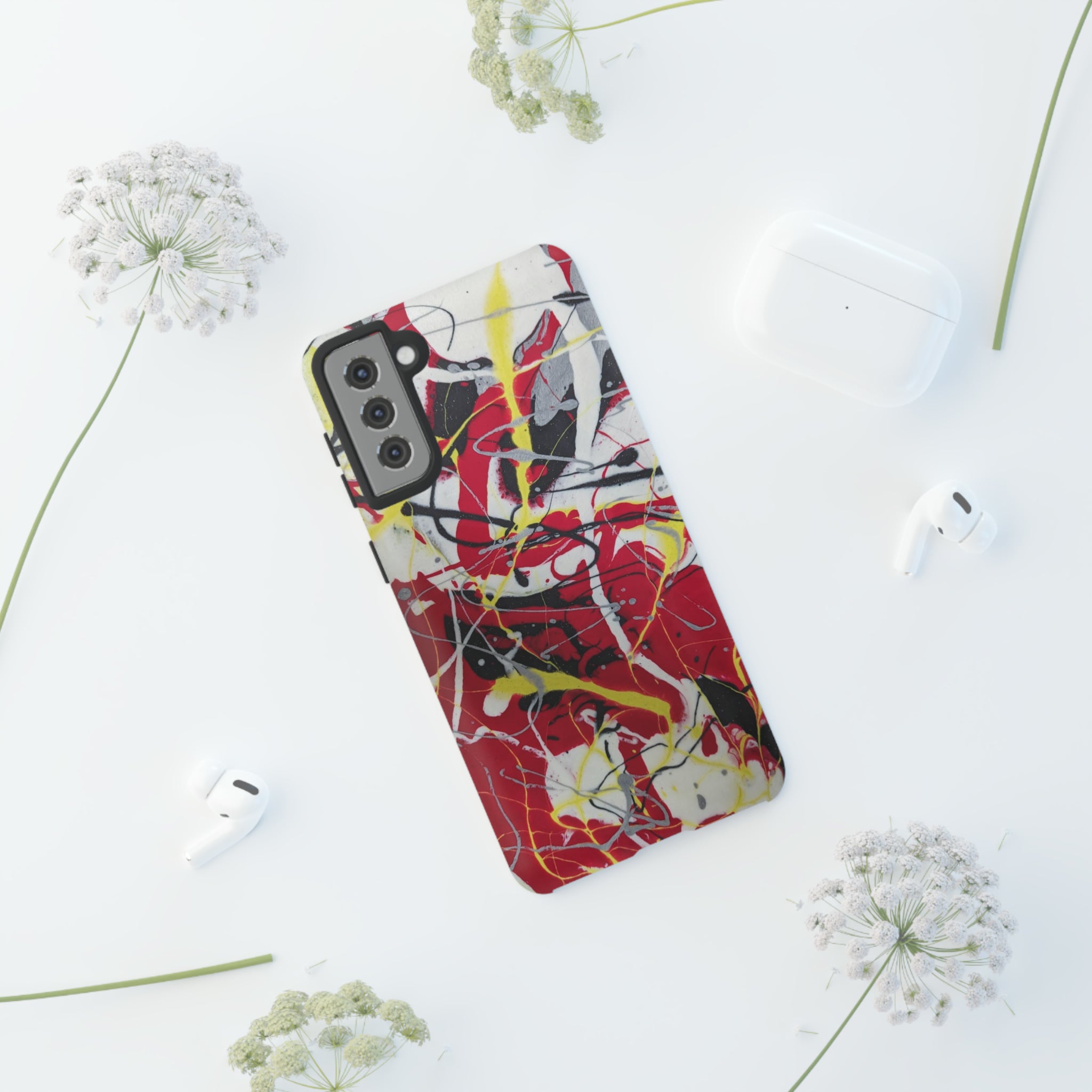 Red Splash Abstract Art Tough Case,  Fine Art phone Case, Fluid Art, Pour Painting Samsung iPhone Pixel