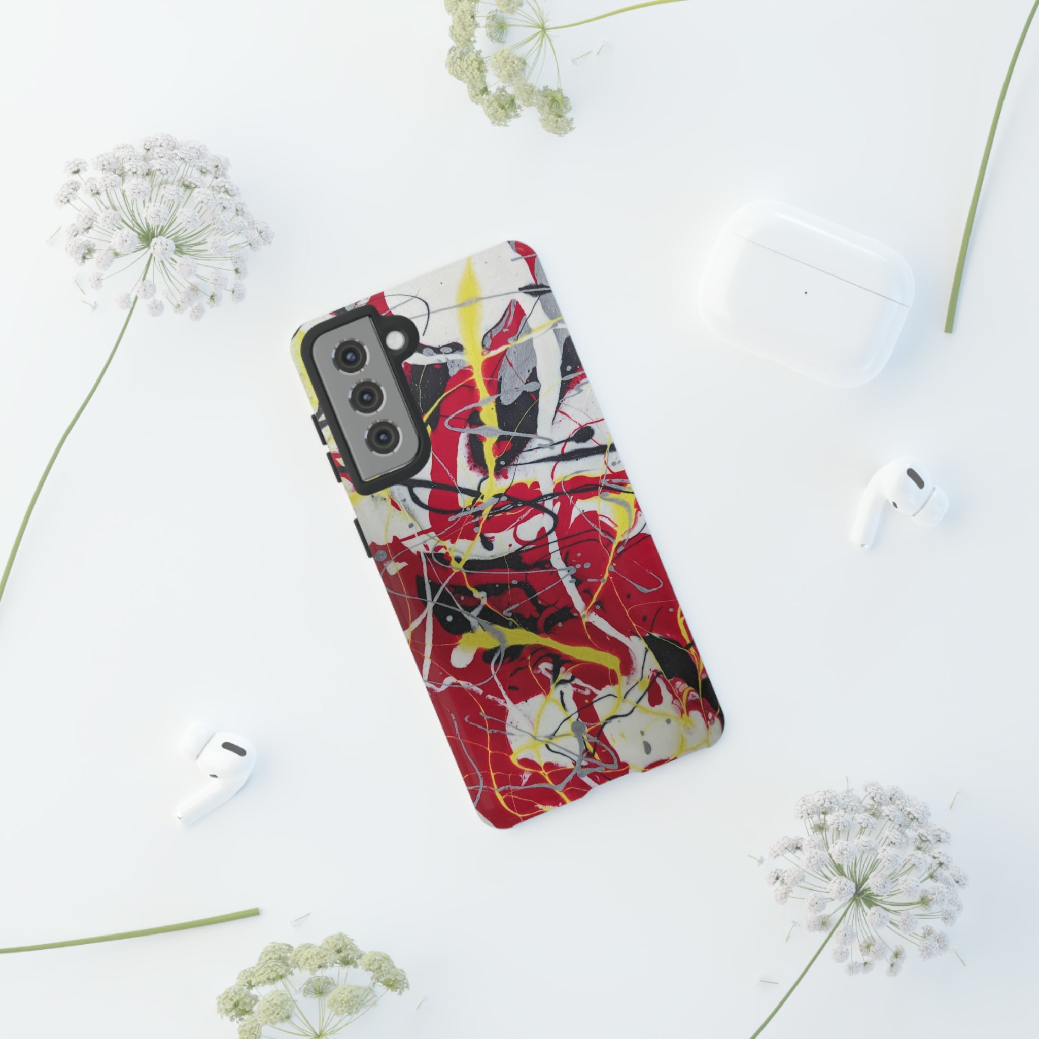 Red Splash Abstract Art Tough Case,  Fine Art phone Case, Fluid Art, Pour Painting Samsung iPhone Pixel