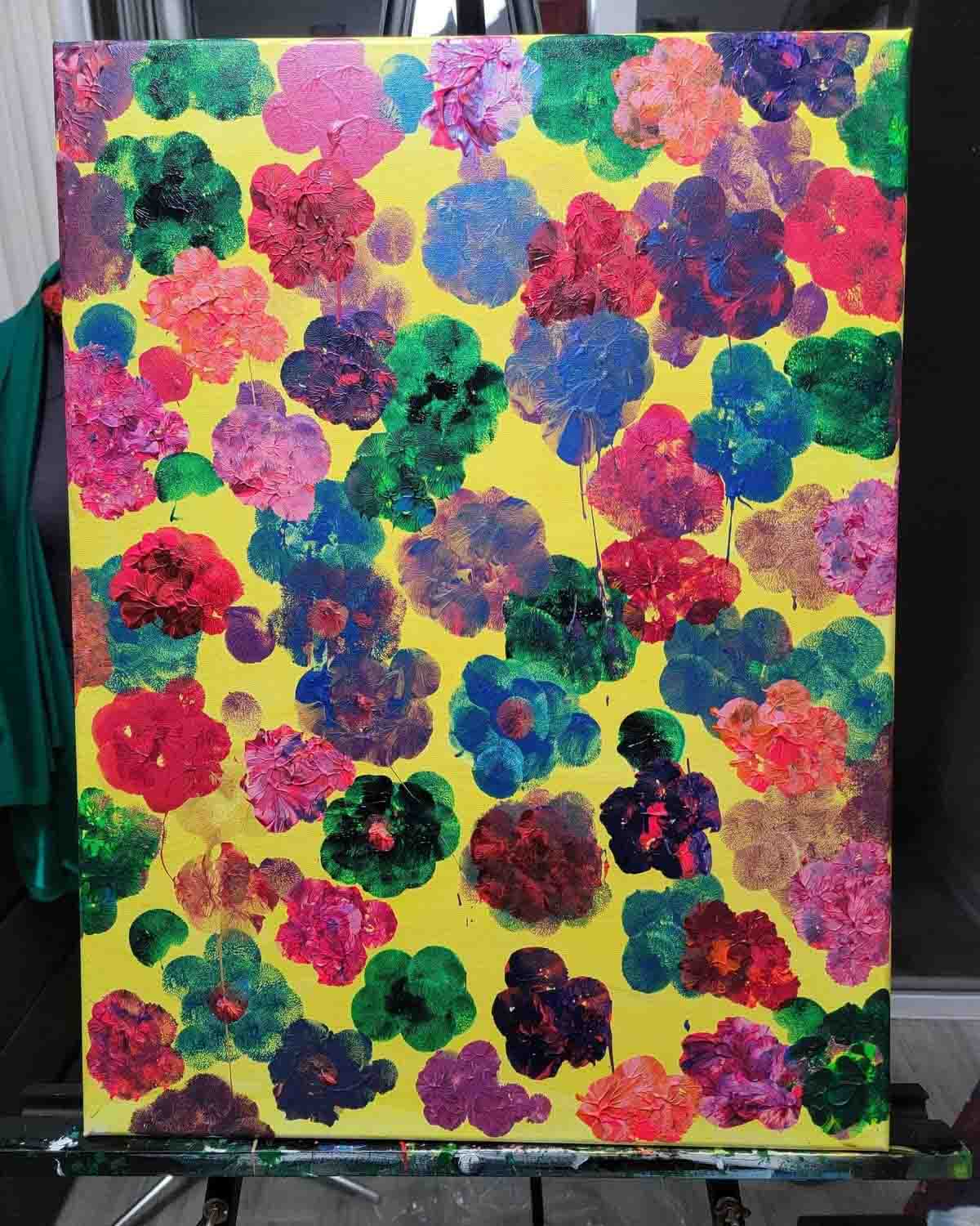 18x24 Original Acrylic Canvas Painting "Bright & Flowery" / Original Acrylic Painting / Abstract Painting