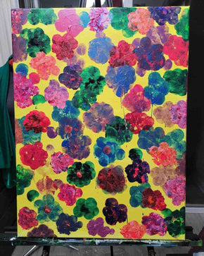 18x24 Original Acrylic Canvas Painting "Bright & Flowery" / Original Acrylic Painting / Abstract Painting
