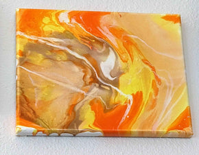 8x10 Original Abstract Canvas Art Acrylic Pour Painting "Sunflower Life" / Original Acrylic Painting / Abstract Painting / Fluid Art