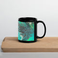Green Splash Ceramic Mug, Glossy Mug, Fluid Art, Acrylic Pour Painting, Abstract Art, Gift, Paint Mug, Coffee Cup, Drinkware Black