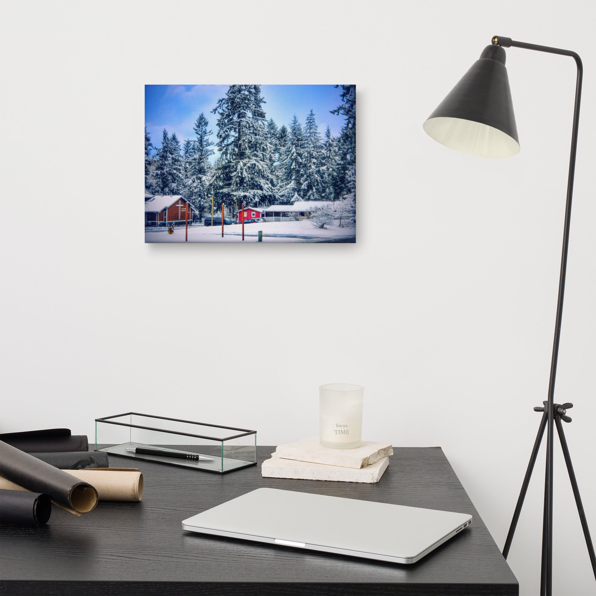 Snowy Christmas Whidbey Island Photograph on Canvas