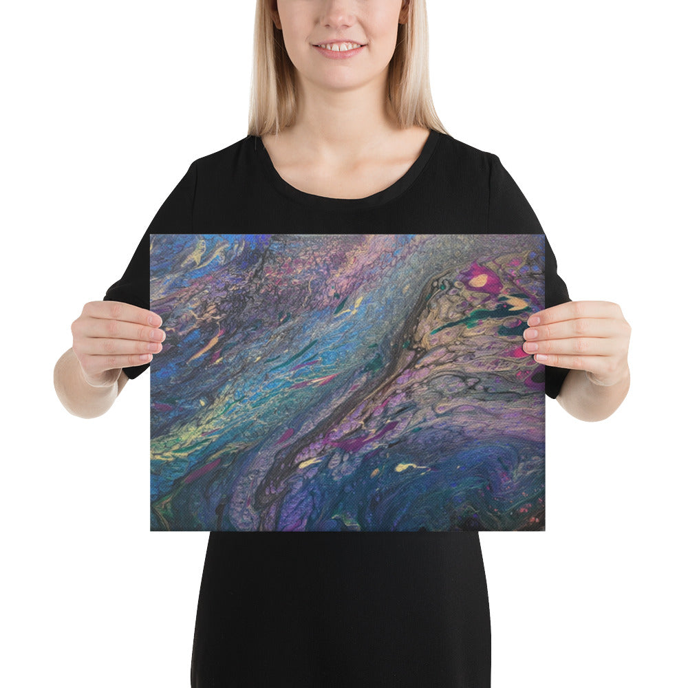 Original Abstract Canvas Art Acrylic Pour Painting "Peacock Galaxy" / Abstract Painting / Fluid Art - Painting Print