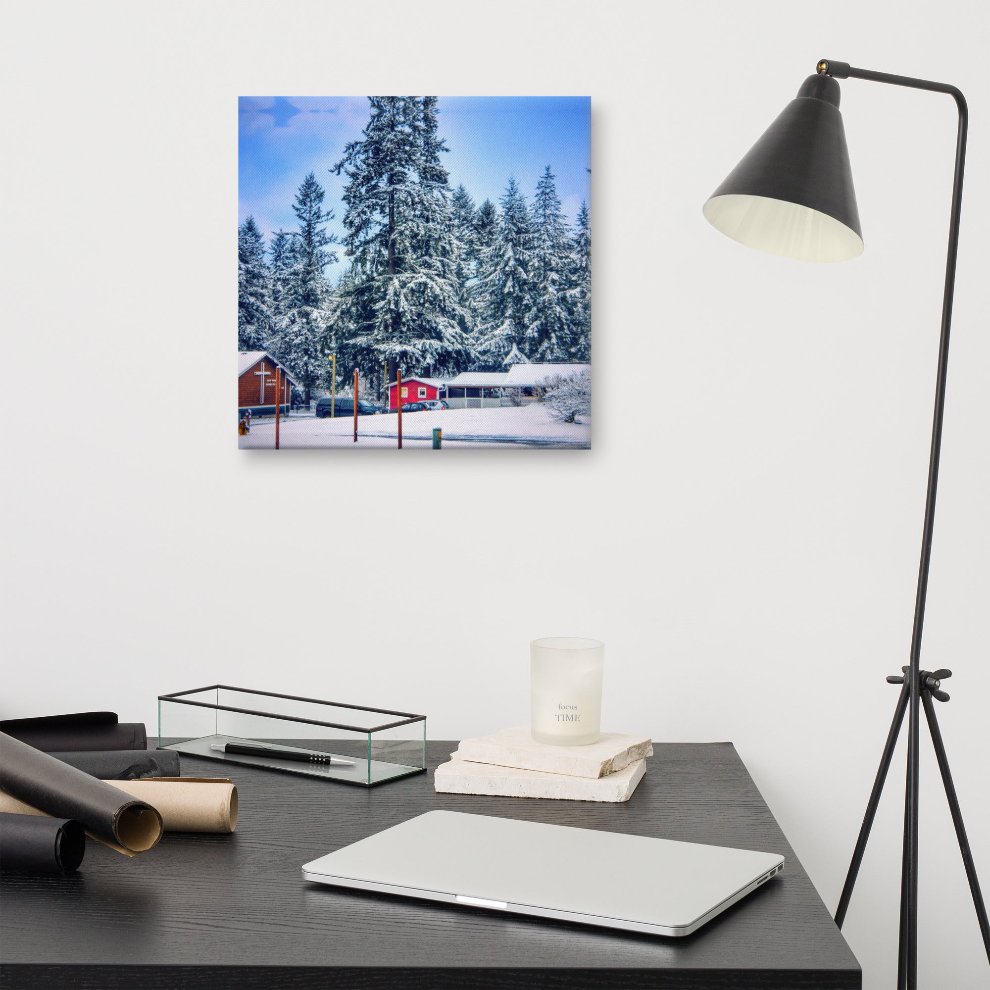 Snowy Christmas Whidbey Island Photograph on Canvas