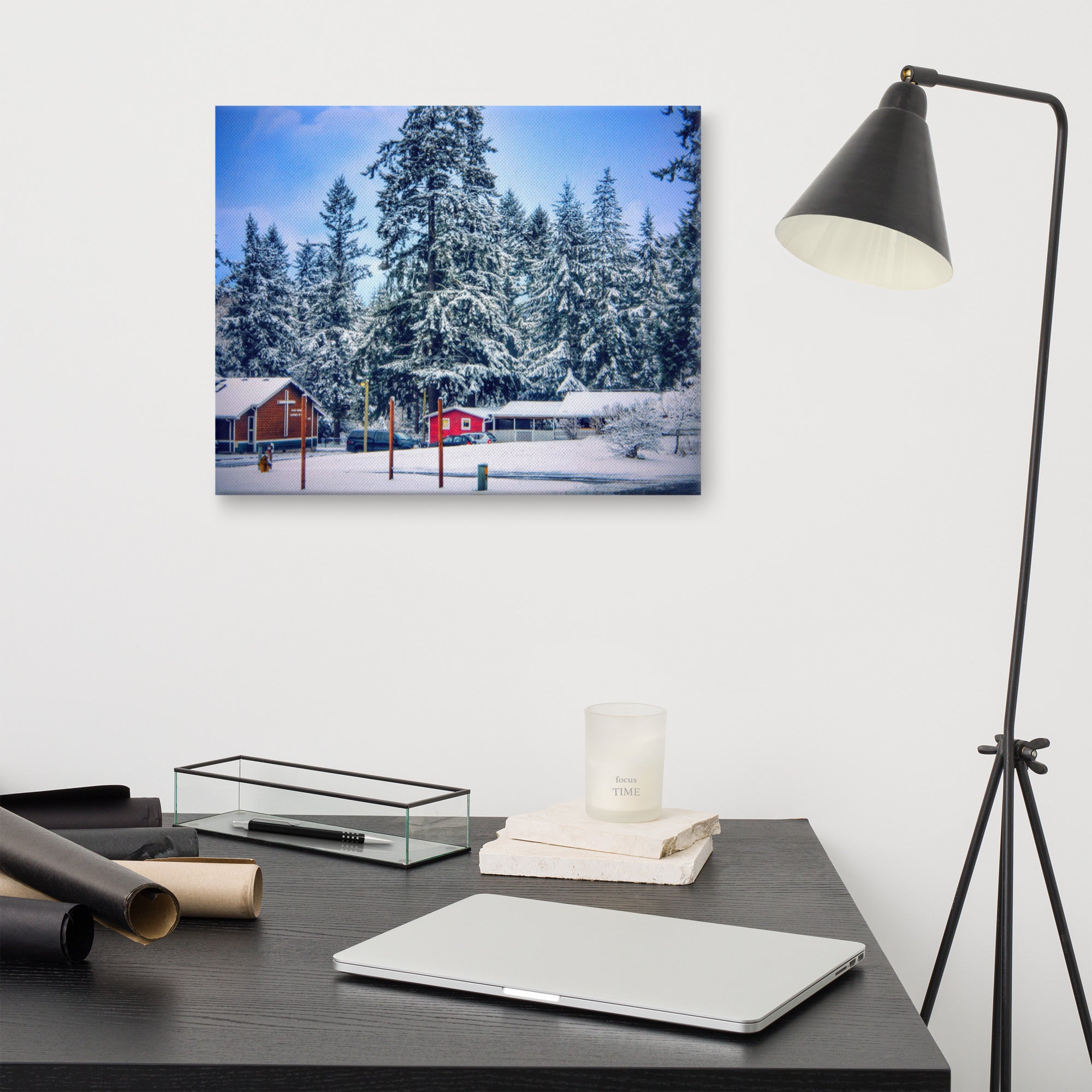 Snowy Christmas Whidbey Island Photograph on Canvas