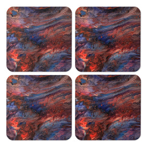 Falling Sunset Sky Acrylic Painting Cork-back coaster