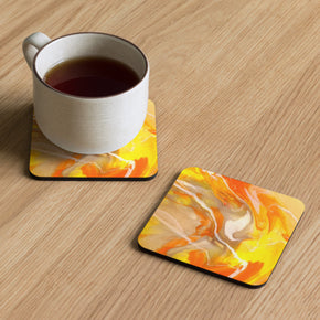 Sunflower Life Acrylic Painting Cork-back coaster