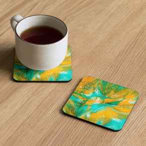 Yellowstone Bloom Acrylic Painting Cork-back coaster
