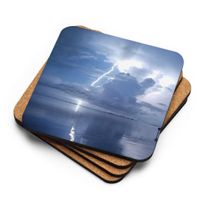 Lightning Thunderstorm 2 - Safety Harbor Pier Florida Photography Cork-back coaster