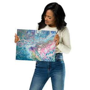 Ocean Life Abstract Art Metal Print, Fluid Art, Pour Painting