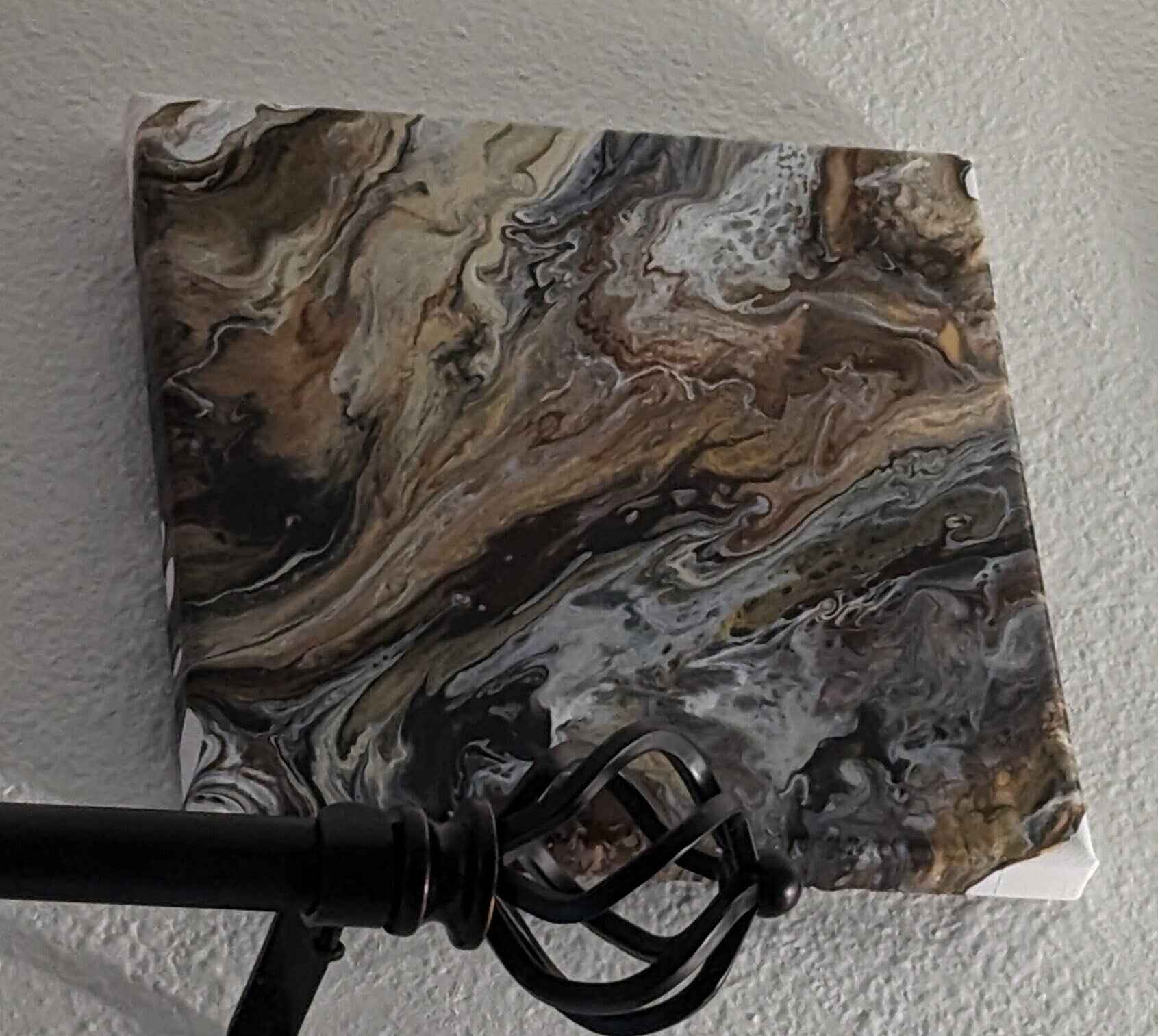 8x8 Original Abstract Canvas Art Acrylic Pour Painting "Marbled Wood" / Original Acrylic Painting / Abstract Painting / Fluid Art