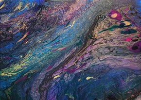 12x16 Original Abstract Canvas Art Acrylic Pour Painting "Peacock Galaxy" / Original Acrylic Painting / Abstract Painting / Fluid Art