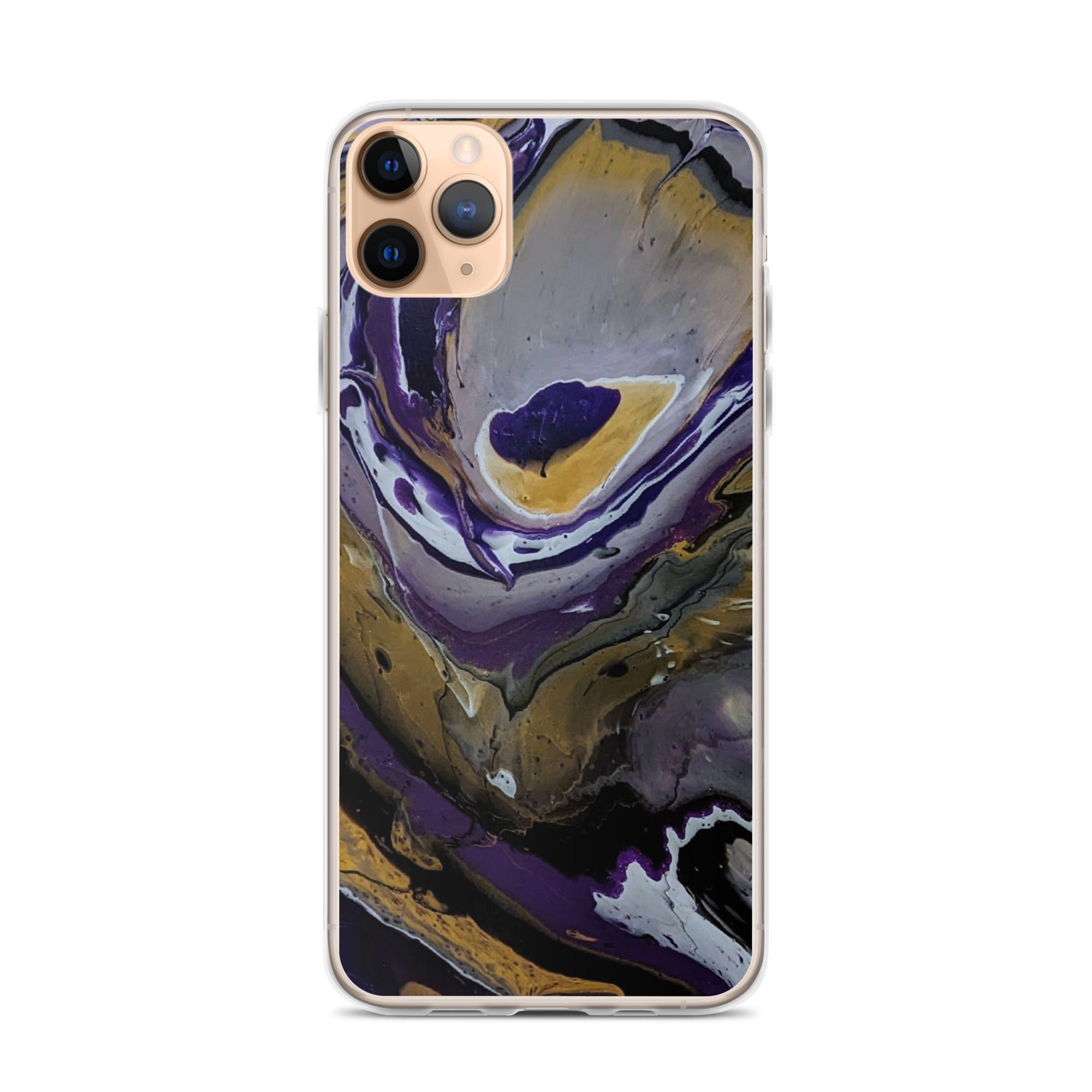 Purple & Gold Abstract Art iPhone Case, Fine Art phone Case, Fluid Art, Pour Painting