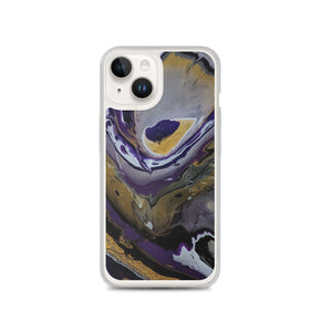 Purple & Gold Abstract Art iPhone Case, Fine Art phone Case, Fluid Art, Pour Painting