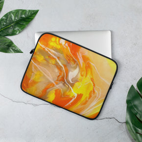 Sunflower Life Abstract Art Laptop Case, Fluid Art, Pour Painting