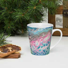 Ocean Life Latte mug, Ceramic Mug, Glossy Mug, Fluid Art, Acrylic Pour Painting, Abstract Art, Gift, Paint Mug, Coffee Cup, Drinkware