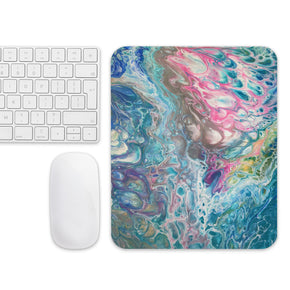 Ocean Life Abstract Art Mouse Pad, Fluid Art, Pour Painting
