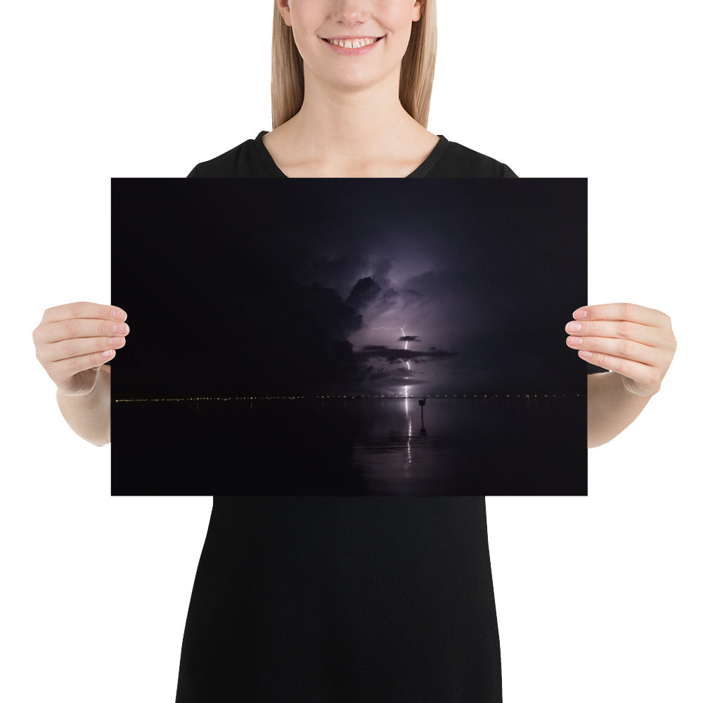 Lightning Thunderstorm Photo Print - Safety Harbor Pier, Florida