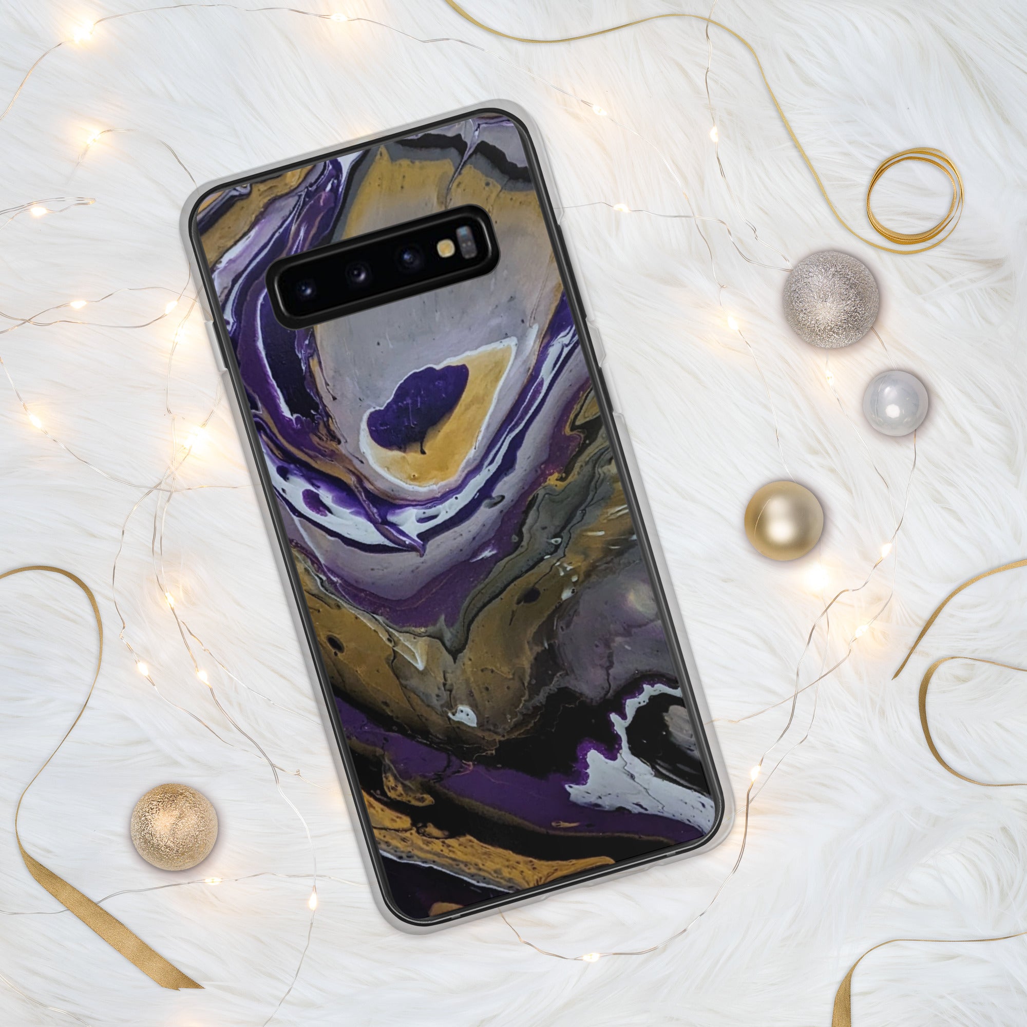 Purple & Gold Abstract Art Samsung Case, Fine Art phone Case, Fluid Art, Pour Painting