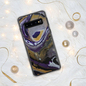 Purple & Gold Abstract Art Samsung Case, Fine Art phone Case, Fluid Art, Pour Painting