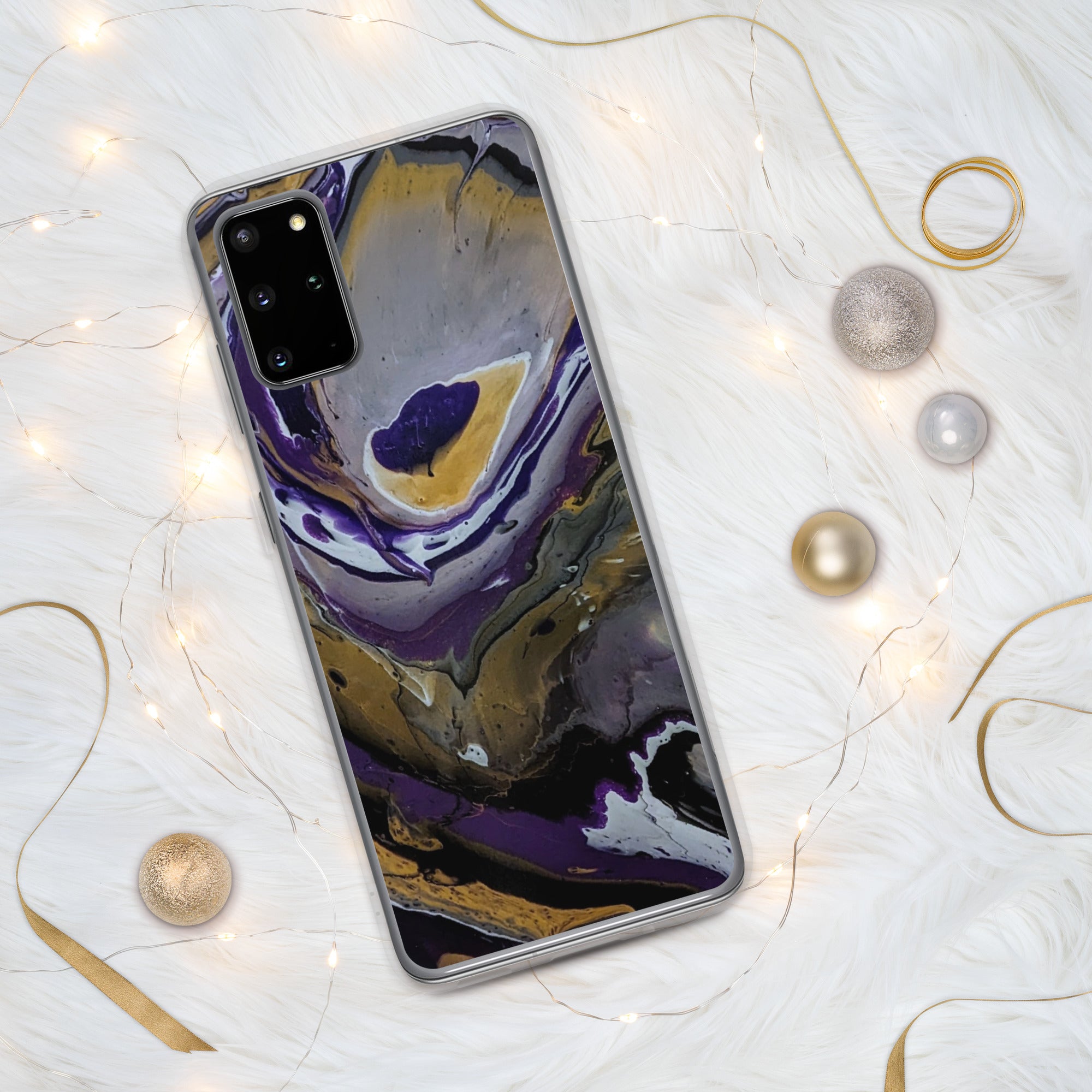 Purple & Gold Abstract Art Samsung Case, Fine Art phone Case, Fluid Art, Pour Painting