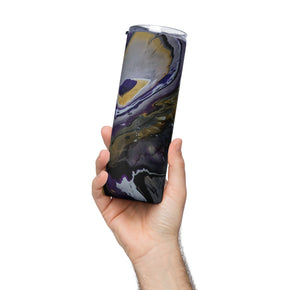 Purple & Gold Abstract Art Stainless steel tumbler, Fine Art Tumbler, Fluid Art, Pour Painting