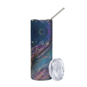 Peacock Galaxy Abstract Art Stainless steel tumbler, Fine Art Tumbler, Fluid Art, Pour Painting