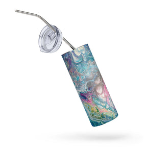 Ocean Life Abstract Art Stainless steel tumbler, Fine Art Tumbler, Fluid Art, Pour Painting